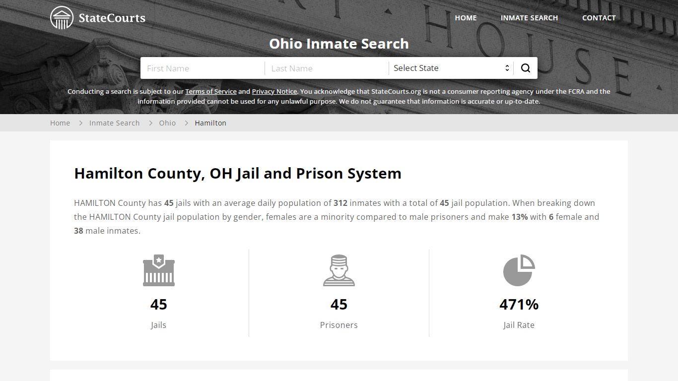 Hamilton County, OH Inmate Search - StateCourts